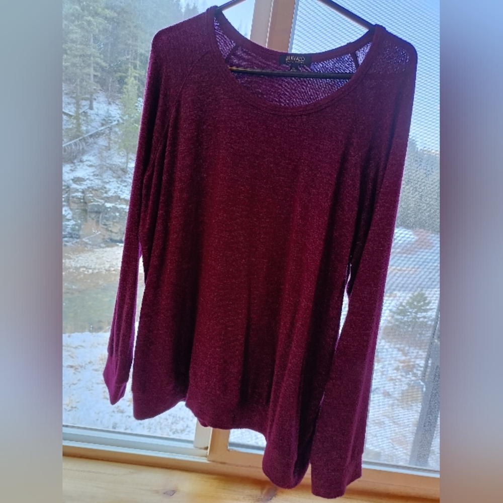 Buffalo David Bitton Maroon Long Sleeve Top
